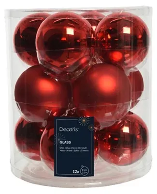 Produktbild von Weihnachtsbaumkugeln Glas Ø 8 cm 12 Stück weihnachtsrot matt/glänzend
