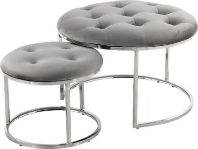 Produktbild von Hocker Becky 800 2er-Set Grau / Silber