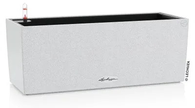 Image de LECHUZA Bac à plantes BALCONERA Stone 50 Blanc Quartz | Bac à balcon avec système d'arrosage et bac à plantes | Aspect pierre naturelle | 50 x 19 x 19 cm | 15657