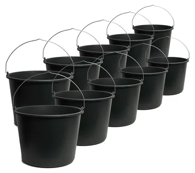 Produktbild von 10x Eimer 12 Liter mit Literskala Baueimer, Mörtelkübel, Putzeimer, Malereimer