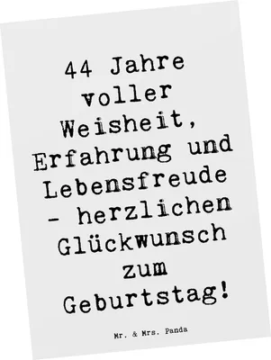 Produktbild von Mr. & Mrs. Panda Postkarte Spruch 44. Geburtstag - Weiß - Geschenk, Happy Birthday, Grußkarte, Alter, feiern mit Freunden, Jubiläum, Geschenke, Glückwunsch, Feier