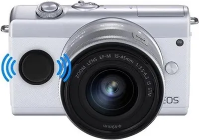 A white digital camera with a silver lens.