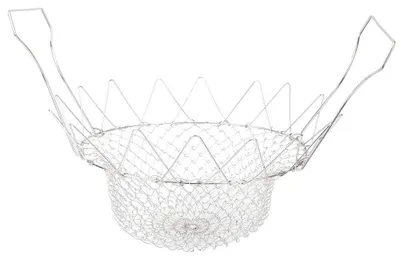 Produktbild von Faltbarer Frittierkorb - Edelstahl Sieb zum Dämpfen und Abseihen - Küchenzubehör für Kochen und Frittieren