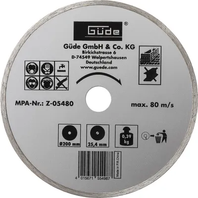 Produktbild von GÜDE Diamanttrennscheibe 200 x 25,4 mm Trennscheibe für Fliesenschneider RFS 200
