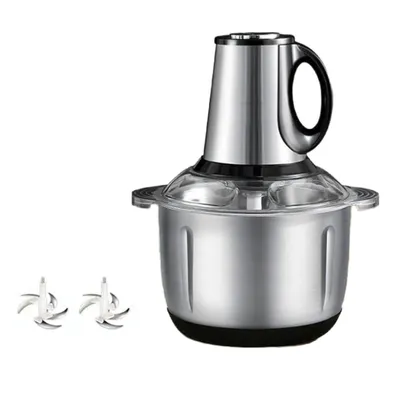 Immagine prodotto di AIORBER Robot da cucina a 3 velocità, 400W, tritatutto Cyclone a quattro lame, acciaio inox, tritatutto multi-tritatutto - Nero Argento
