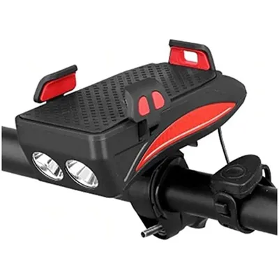 Produktbild von Universal Fahrrad Handyhalterung mit LED-Lampe – 360° drehbar, für Smartphone, Lenker, Motorrad, Scooter – Schwarz