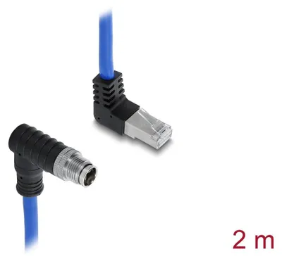 Produktbild von DELOCK M12 Kabel X-kodiert 8 Pin St zu RJ45 St 2m blau