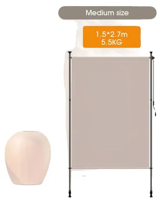 Produktbild von Vertikalmarkise, verstellbare Höhe, wetterfestes Material, Khaki 1.5Mx2.7M