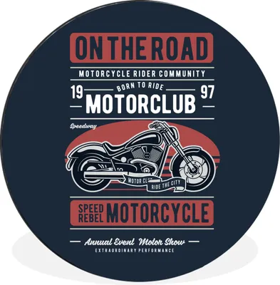 Produktbild von MuchoWow® Aluminium Wandkreis Motorrad - Retro - Zitat Ø 30 cm Wanddeko Modern Wohnzimmer - Wand Bild - Wohnzimmer - Runde Bilder - Alubilder - Kunst für zu Hause - Aluminium - Wanddekoration