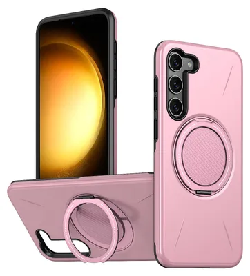 Produktbild von Magnetisch Hülle für Samsung Galaxy S23+, Stoßfeste Weich TPU und Hard PC Schutzhülle mit Ringhalter Ständer Pink