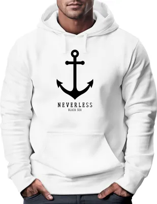 Produktbild von Hoodie Herren Anker Nautical Sailor Segeln Kapuzen-Pullover Männer Neverless® weiß XXL