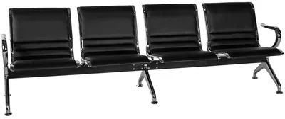 Produktbild von CLP Wartebank Frankfurt in Airport-Stil Lederoptik ergonomische Sitze bis je 150 kg schwarz Größe 4-Sitzer