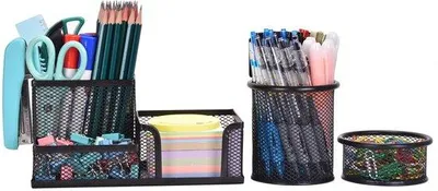 Produktbild von Büro-Organizer-Set, 3 Bürohalter, Schrein-Organizer mit Halter, Notizen, Halter und Papierklammern