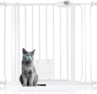 Produktbild von Bettacare Haustiergitter mit abschließbarer Katzenklappe, 87.9cm - 95.5cm, Weiß