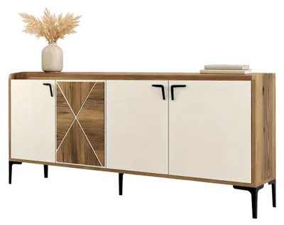 Produktbild von Elini - Sideboard, 180x35x78h cm Cremeweiß, 2 Regalböden