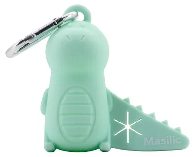 Produktbild von Masilic Silikon Hundekotbeutel Spender DINO, inkl. 1 Rolle Kotbeutel & Karabinerhaken, Tragbar & Hygienisch, für Hunde, Einfach Nachfüllbar, Langlebig, Ideal für Spaziergänge & Reisen, Mint