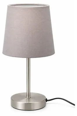 Zdjęcie produktu dla Lampa nocna – z włącznikiem, abażur materiałowy, maksymalna moc 25W, gwint E14, kolor: szary