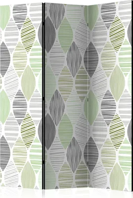 Produktbild von 3-teiliger Einseitiger Vlies Paravent - Green Tears 135x172 cm Muster f-C-0281-z-b