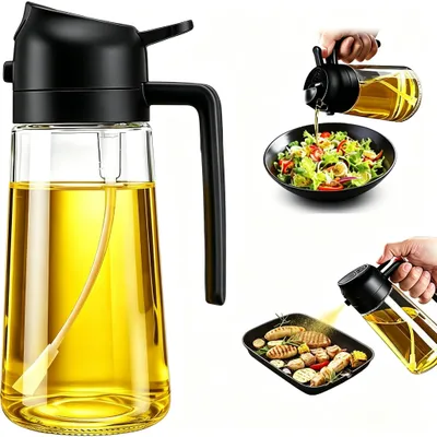 Ölsprüher 470 ml, 2-in-1, Glas, schwarz, für Kochen & Grillen