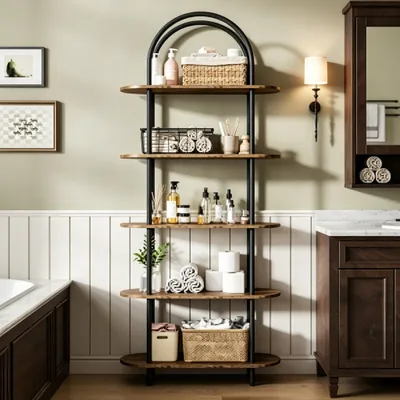 Produktbild von Bücherregal 5 Ebenen mit stabilem Metallrahmen, modernes Design, für Wohnzimmer & Schlafzimmer