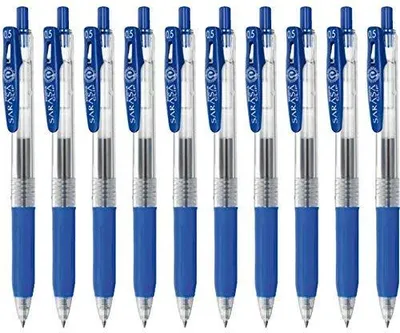 Productafbeelding van Zebra Sarasa Clip 0,5 intrekbare gel inkt pen - Set van 10 - Rubberen grip - 0,5 mm - Blauwe inkt