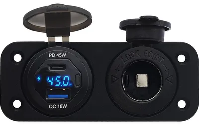 Produktbild von ProRide 12V USB/USB-C Einbau-Ladegerät 2 Ports 45W QC3.0 mit Voltmeter