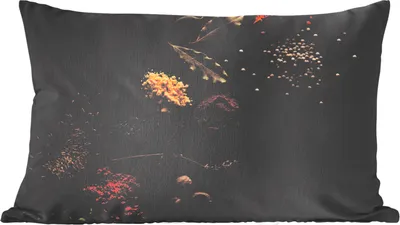 Produktbild von MuchoWow® Zierkissen Sofakissen Wohnzimmer Dekokissen 50x30 cm Kräuter - Schwarz - Gewürze - Küche - Kochen - Wohnzimmerdekoration - Polster mit Photo