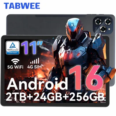 Produktbild von TABWEE 2026 W90 11" Tablet Android 16, Dual 4G SIM, 5G WiFi, 8000mAh, 24GB+256GB(2TB TF), Widevide L1, Octa-core T615, 18W, FHD Display