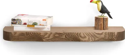 Produktbild von Rikmani Wandregal Holz Esche Massiv Holzregal Wandboard NEMO (dunkel) 100 cm