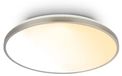 Image de Briloner Plafonnier LED télécommande Ø48cm rond 44W 5300lm 2200K-4000K blanc chaud à blanc neutre dimmable nickel mat - Lustre salon chambre cuisine