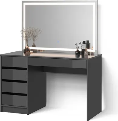 Produktbild von Schminktisch Livinity Imola Anthrazit 120 cm mit LED-Spiegel, Model 52367
