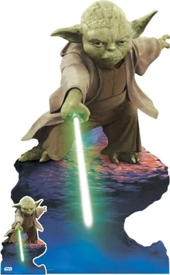 Produktbild von Star Wars Pappaufsteller (Stand Up) - Yoda Lightsaber (125 cm)