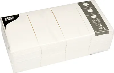 Produktbild von Servietten, 2-lagig 1/8-Falz 33 cm x 33 cm weiss