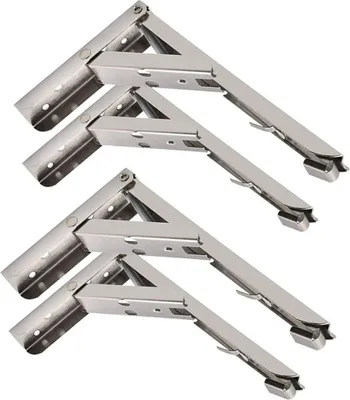 Produktbild von 4er Set 14 Zoll Regalträger aus Edelstahl | 337mm klappbare Regalhalterung | Regalwinkel zur Wandmontage | Regal Halter für Wohnmobil Camping | 4 Stück Wandhalterung für Regalbretter