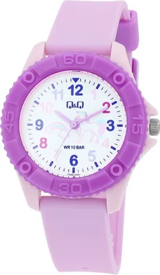 Produktbild von Q&Q Kinderuhr mit Silikonarmband, Einhorn, 10 ATM, lila