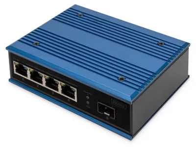 Produktbild von DIGITUS Switch Ind. 4-Port 10/100 blau