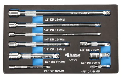 Produktbild von SWV 400400 Steckschlüssel-Verlängerung Satz 9-tlg in Weichschaumeinlage 1/2-3/8"-1/4"