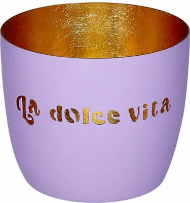 Image de Gift Company Photophore Madras M, La dolce vita, Porte-bougie à chauffe-plat, Porte-bougie, Fer, Lilas / Or, H 8.5 cm, 1210704014