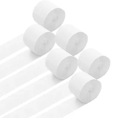 Produktbild von Krepppapier-Luftschlangen - 6 Rollen zur Dekoration - Weiß - 4,5 cm x 25 m