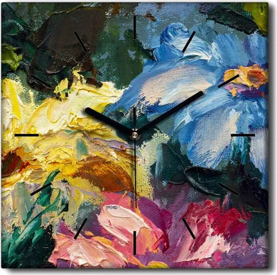 Produktbild von Coloray Uhr auf Leinwand 30x30 cm Wand Uhr Dekoration Wohnzimmer Segeltuch schwarze Hände -Claude-Münzen-Blumen.