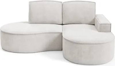 Obrázek produktu pro DomoHome Rohová sedací souprava MOLLY bez funkce spaní - půlkruhová, látka Curio bouclé, s volnými opěrnými polštáři, měkký potah bouclé, 210x157x88 cm, pravá stranaBílá