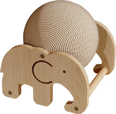 Produktbild von Katzenspielzeug Sisal-Kratzball mit Holzsockel, Kratzbrett für Katzen, langlebig & stabil, Größe 17,5×15,5×17 cm