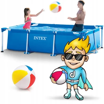 Produktbild von Intex 28272 300x200 cm 7in1 Rectangular PolBaby Pool Set mit Filterpumpe und Zubehör