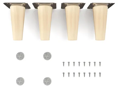 Produktbild von 4x sossai Holzfüße rund - gerade Ausführung 10cm Buche Naturbelassen