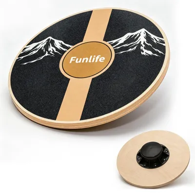 Productafbeelding van FunLife SUMMIT Balance Board, rond, met bergdesign – 360° evenwichtstrainer van berkenhout voor core-training, coördinatie en stabiliteit, geschikt tot 100 kg