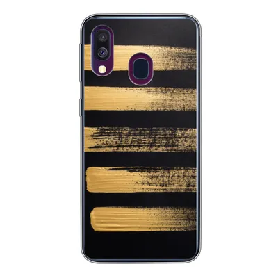 Produktbild von MuchoWow® Handyhülle Schutzhülle Hülle für Samsung Galaxy A40 Muster aus goldener Farbe auf schwarzem Hintergrund Silikon Softcase Handy Hülle - Handy-Tasche