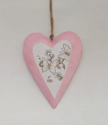 Produktbild von Deko Metall Herz mit Schmetterling Blumen Fenster Tür Hänger Vintage,Landhaus