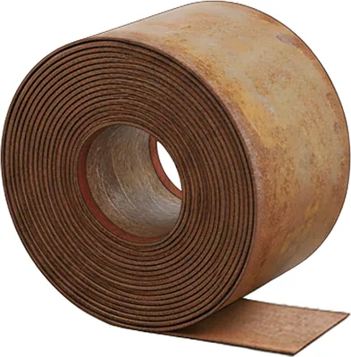 Immagine prodotto di Bordura per prato Relaxdays, 10 m x 15 cm, metallo, effetto ruggine, in rotolo, bordura flessibile per aiuole, bordatura per aiuole e prato, marrone