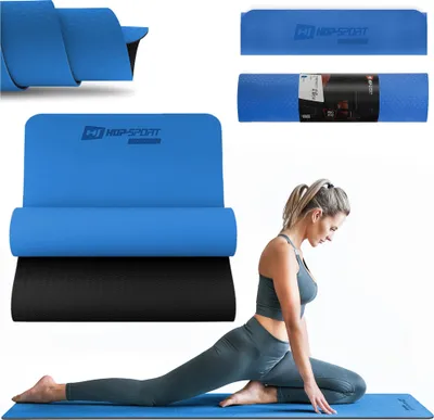 Produktbild von Hop-Sport Yogamatte HS-T006GM Gymnastikmatte für Pilates aus TPE ist rutschfest & faltbare Bodenmatte - 183 x 61 x 0,6 cm - blau