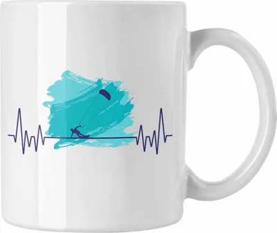 Produktbild von Trendation - Kitsurfing Kitesurf Herzschlag Tasse Geschenk für Kitesurfer Hobby Geschenkidee (Weiß)